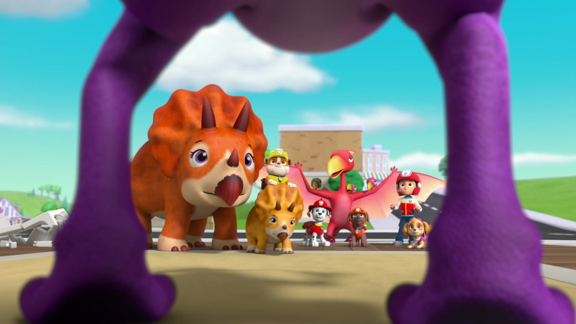 pups bark with dinosaurs